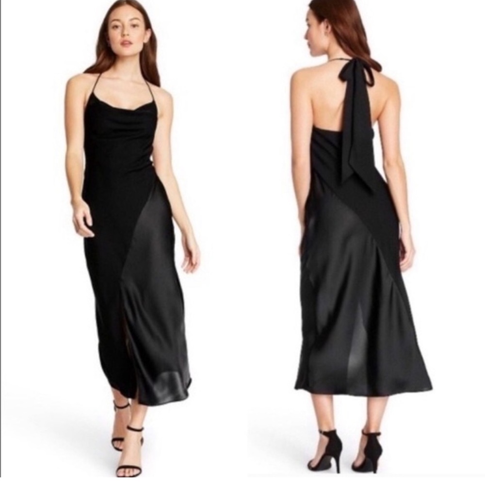 Cushnie x Target halter cowl neck slip dress black